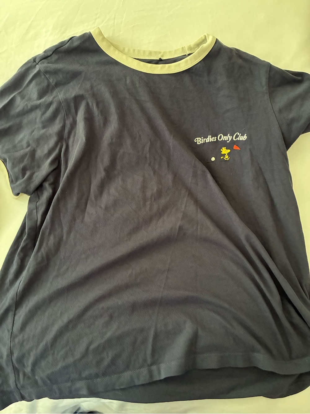 Peanuts Navy Blue Short Sleeve Tee with Yellow Trim